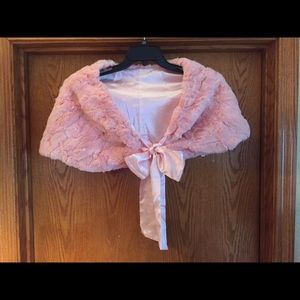 Medium Pink Rabbit Fur Shawl Wrap